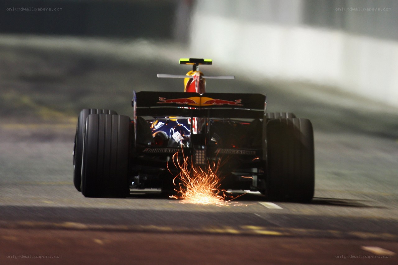 Formula 1 car sparks on track