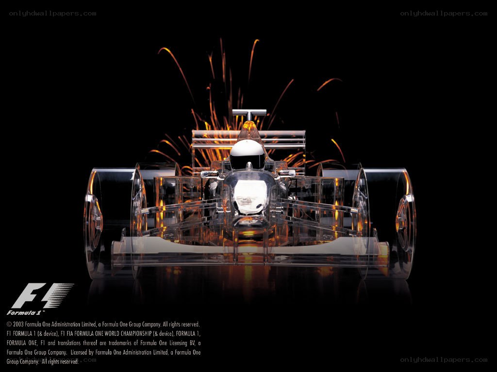 Formula 1 car with sparks