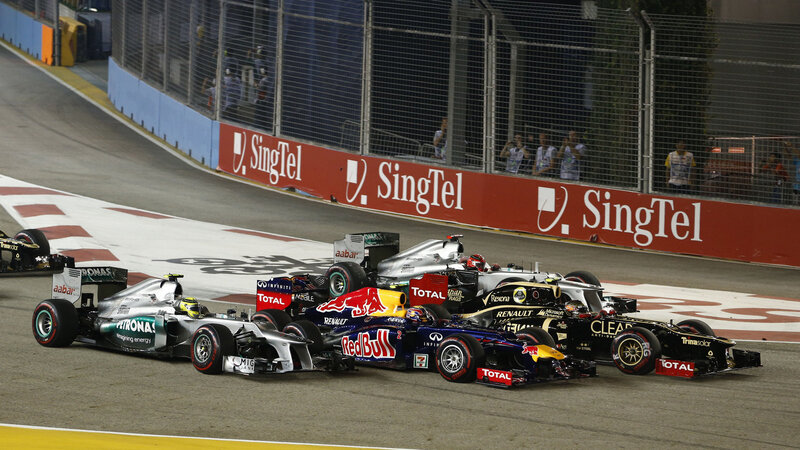 Formula 1 Cars Racing — Black, Competitive, Night
