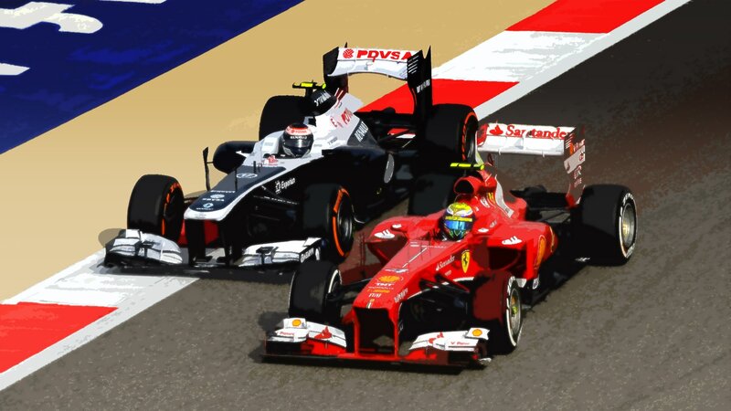 Formula 1 cars racing on track