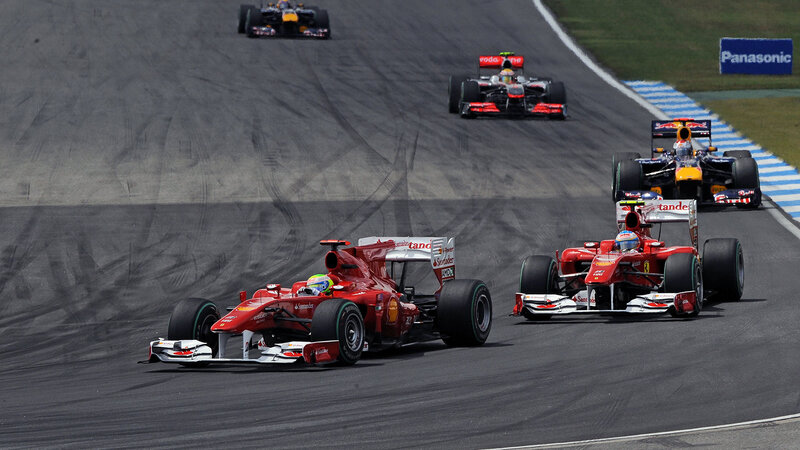 Formula 1 Cars Racing — Red, Competitive