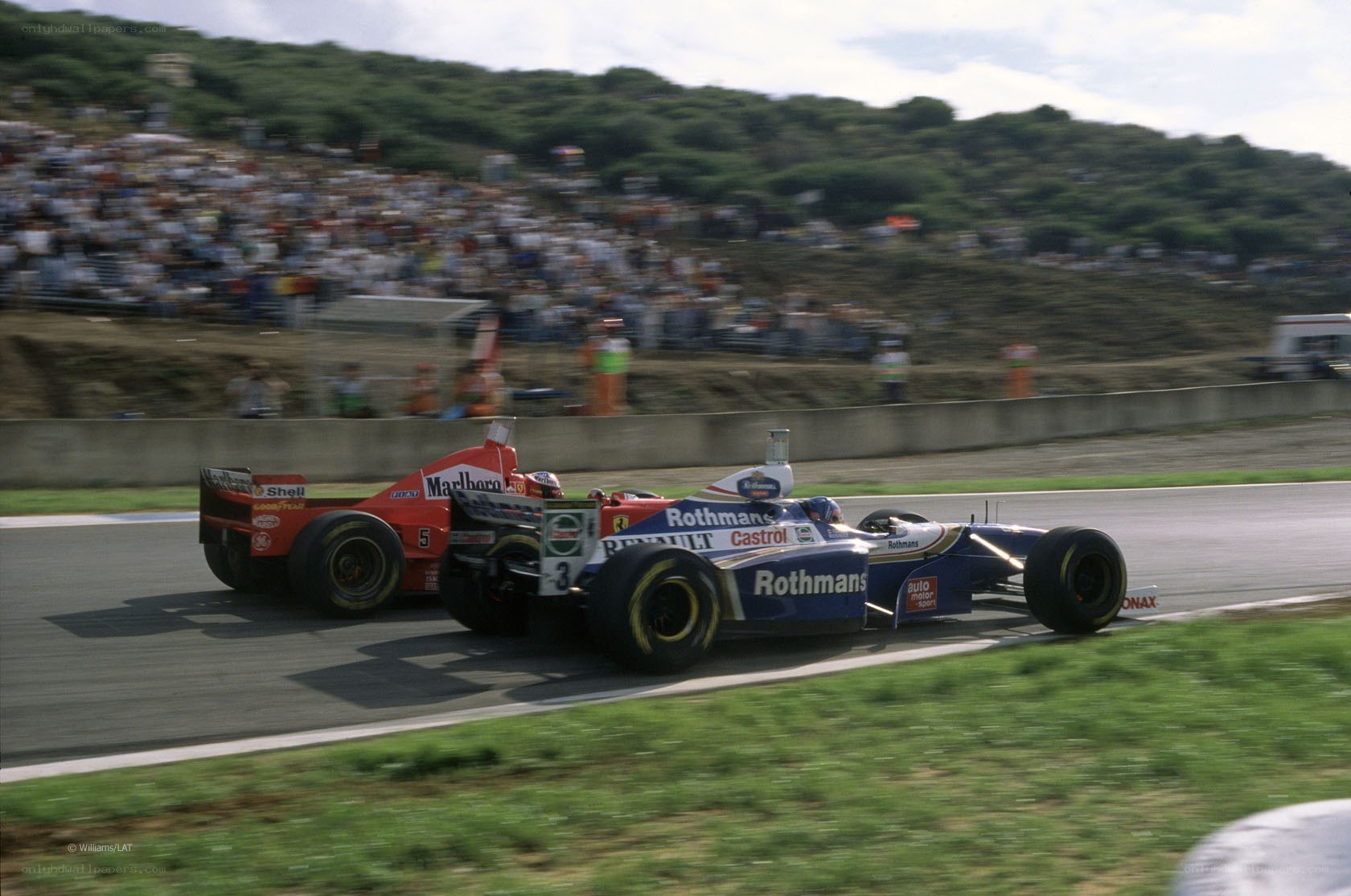 Formula 1 cars racing
