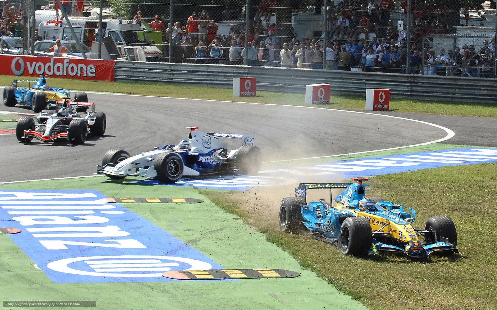 Formula 1 crash at turn