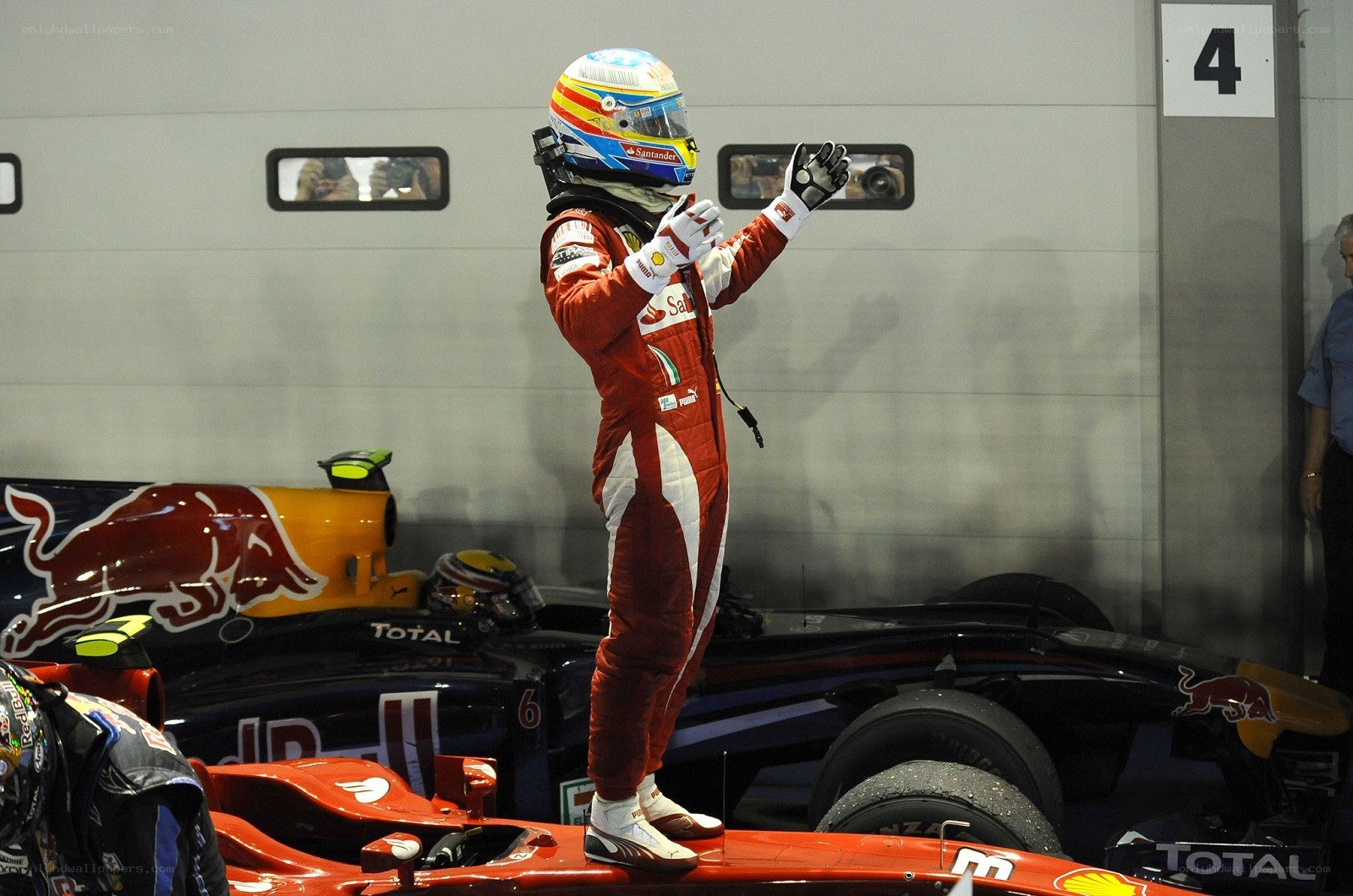 Formula 1 driver celebrates victory