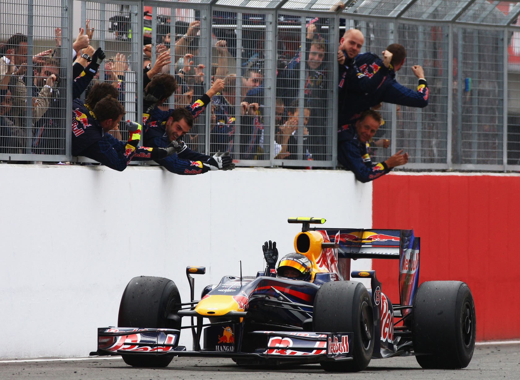 Formula 1 driver celebrates victory