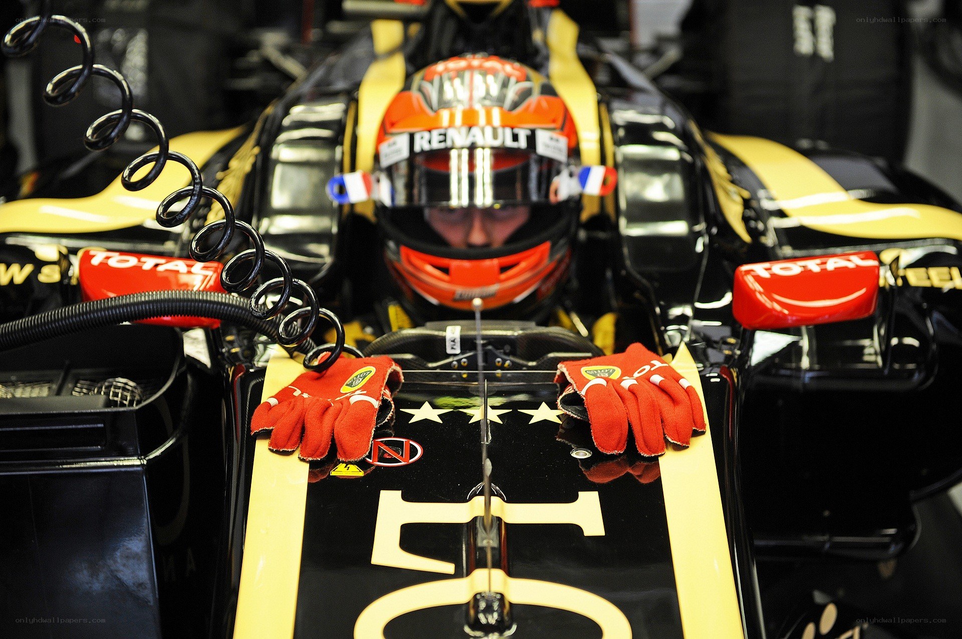 Formula 1 driver in cockpit