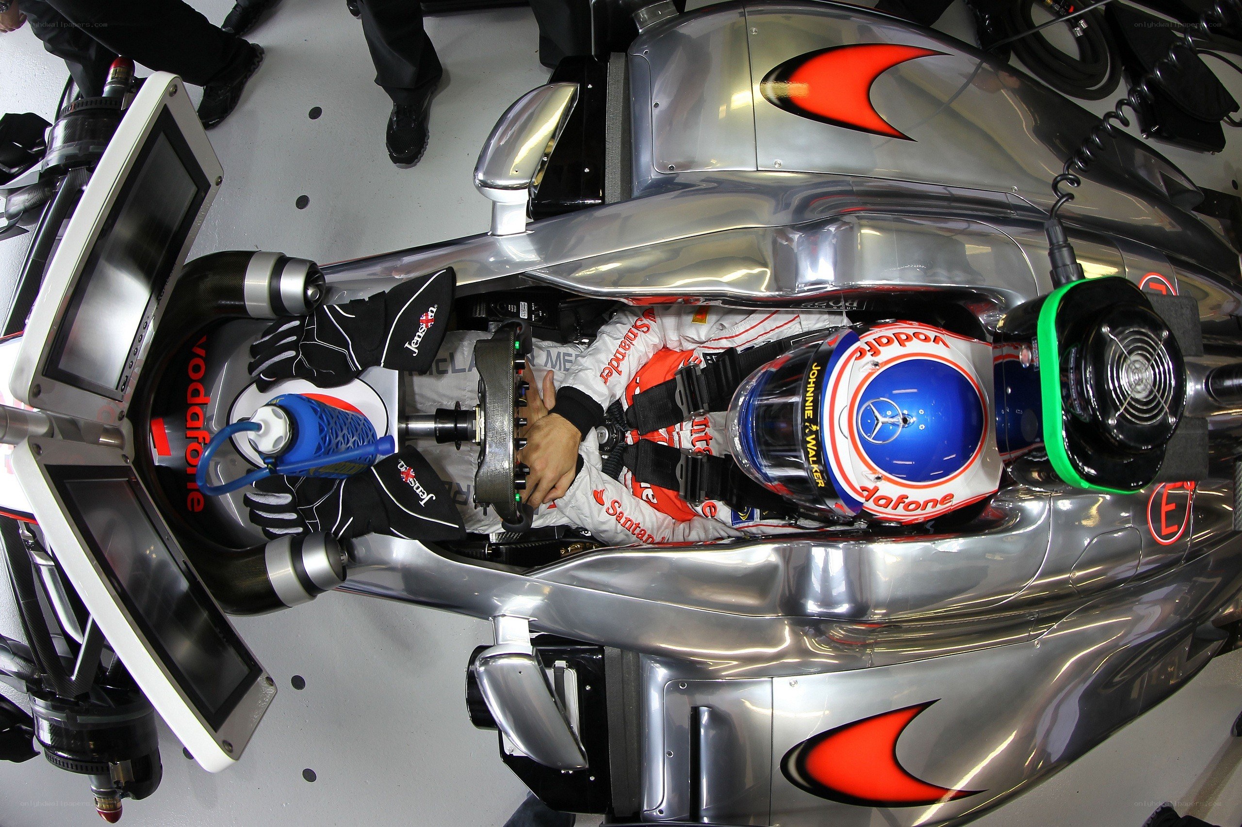 Formula 1 driver in cockpit