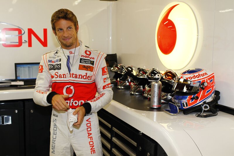 Formula 1 driver in garage