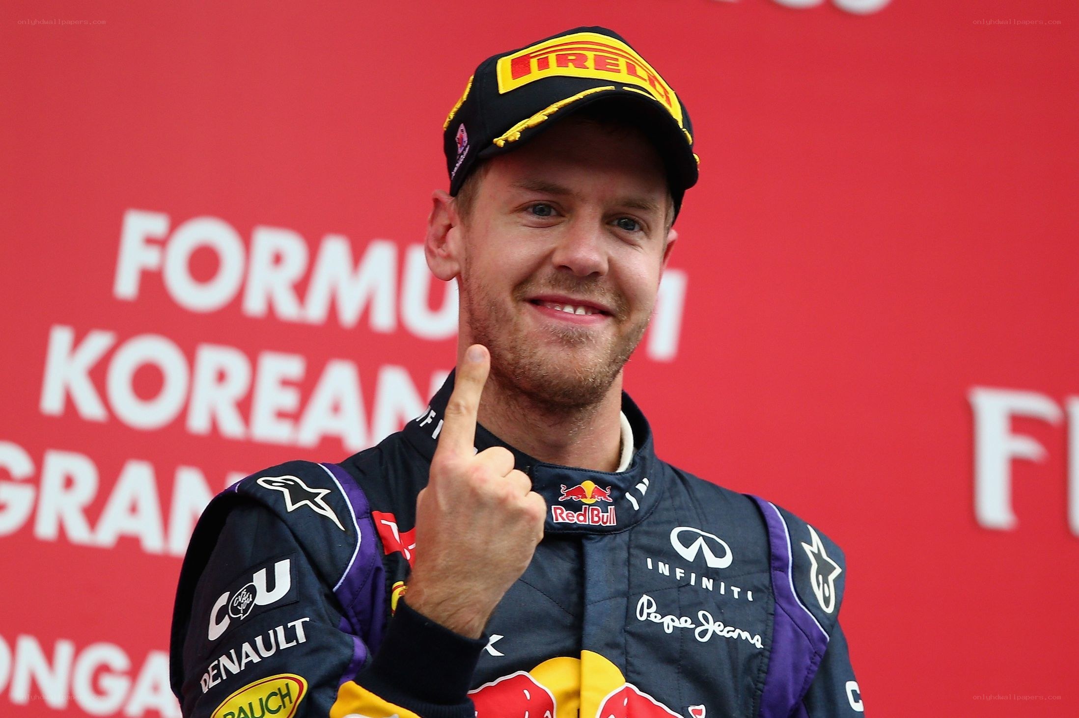 Formula 1 driver on podium