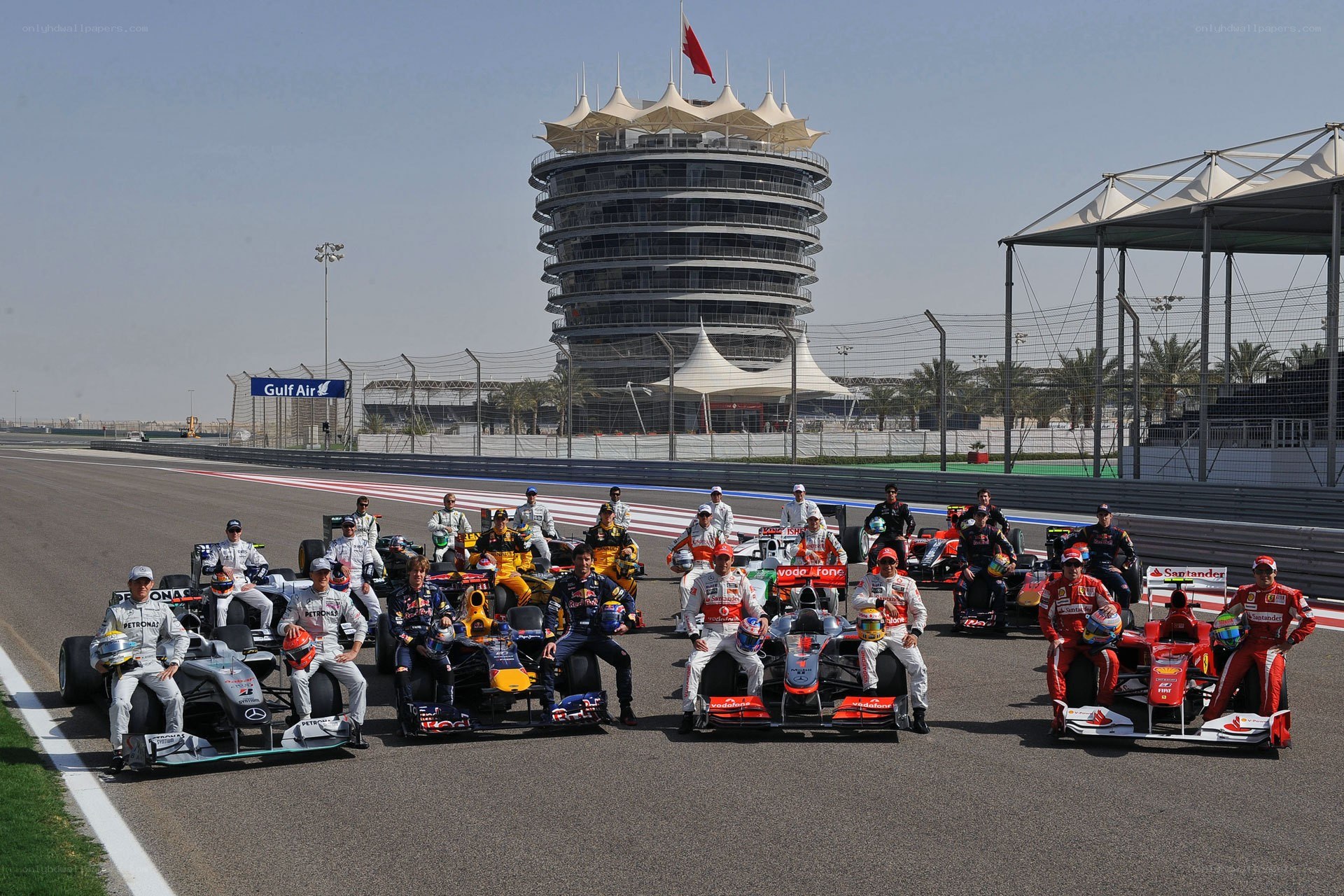 Formula 1 drivers on track