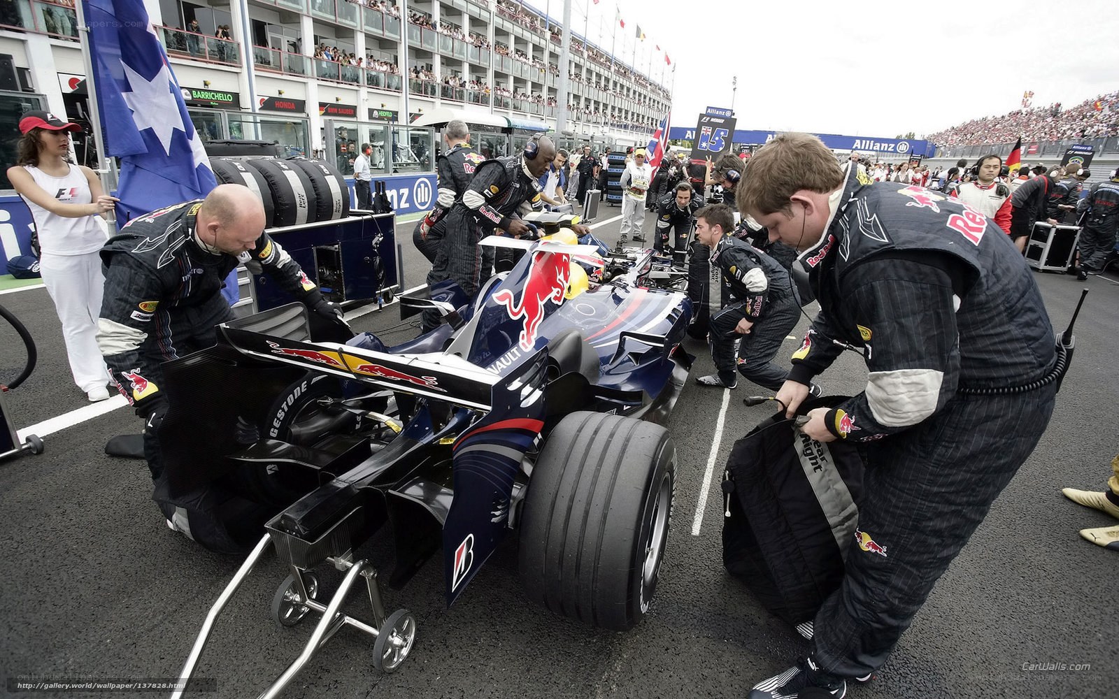Formula 1 pit stop action
