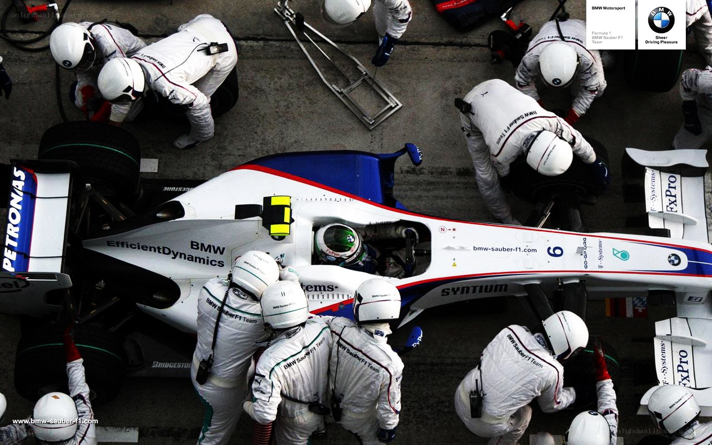 Formula 1 pit stop in action