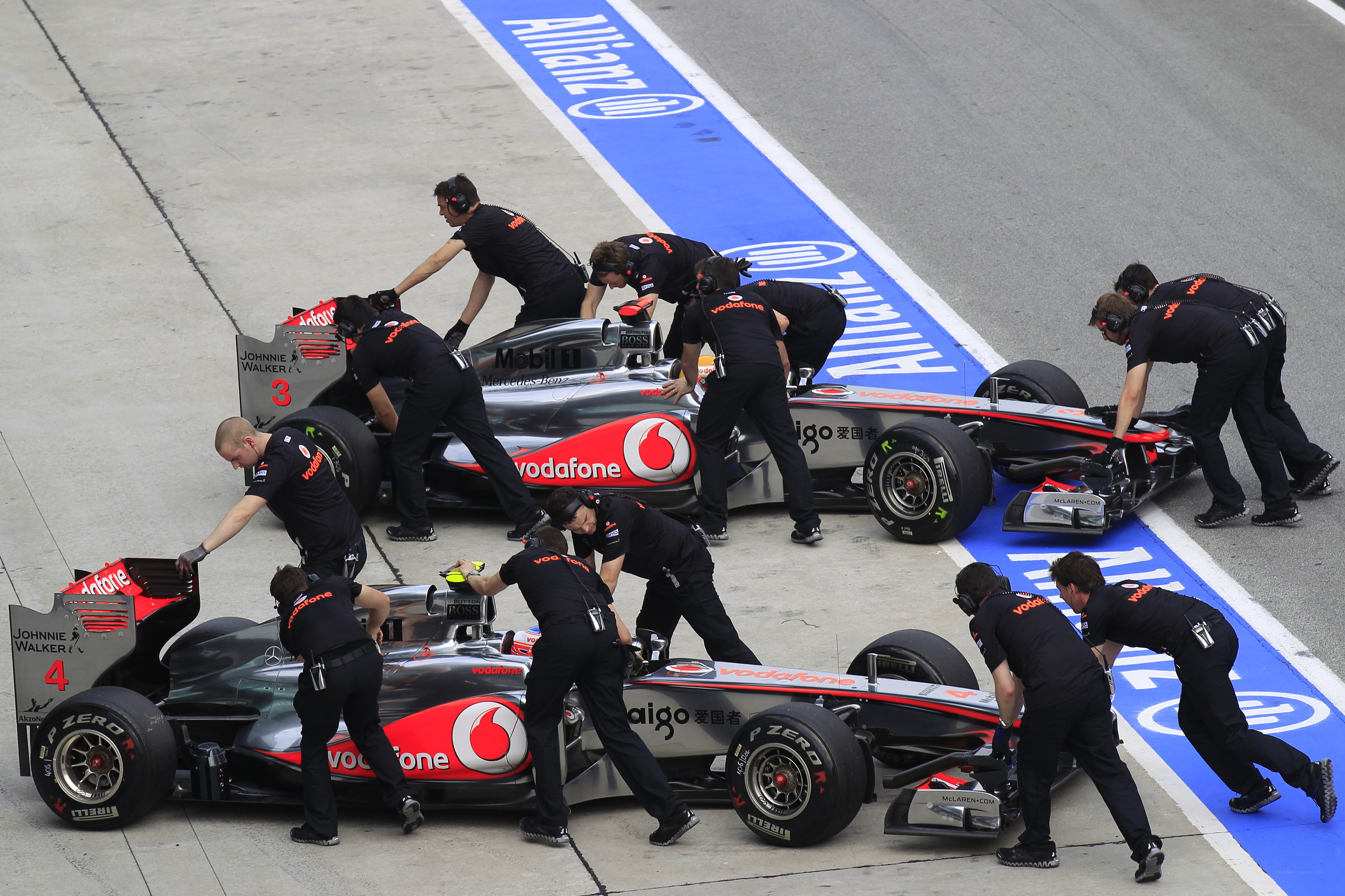 Formula 1 pit stop in action