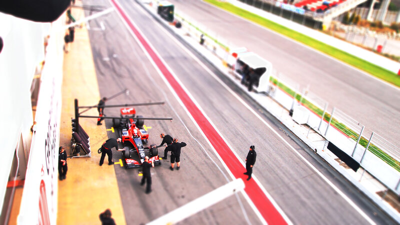 Formula 1 pit stop in progress
