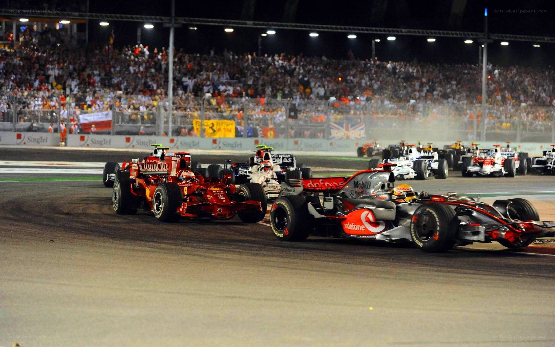 Formula 1 race at night