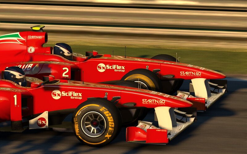 Formula 1 race cars in action