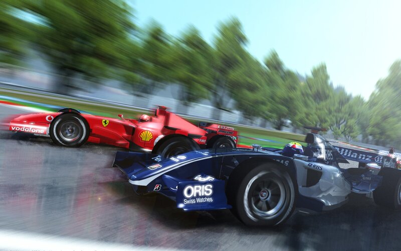 Formula 1 race cars in action
