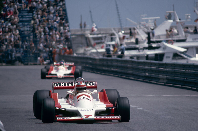 Formula 1 race cars on track