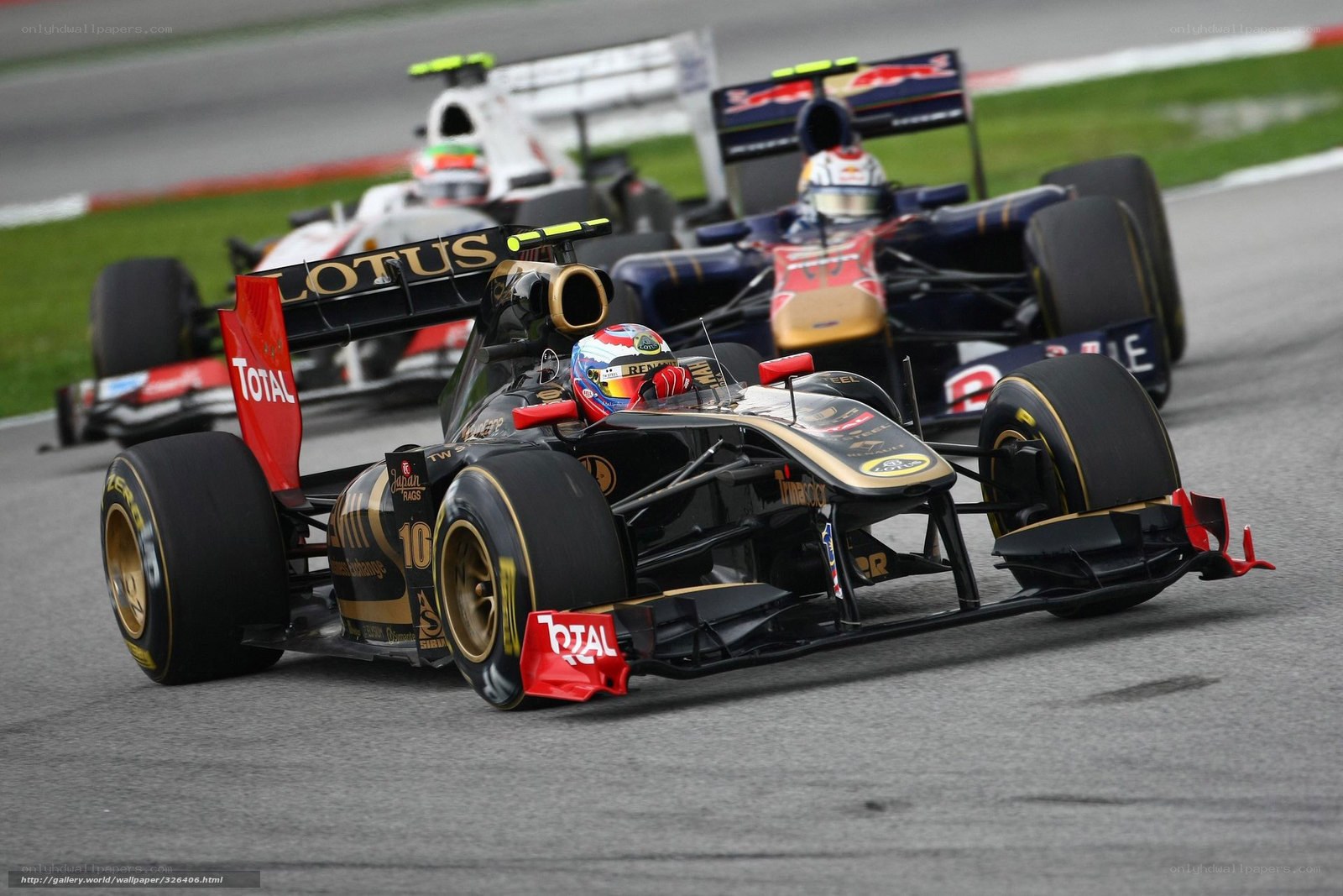 Formula 1 race cars on track