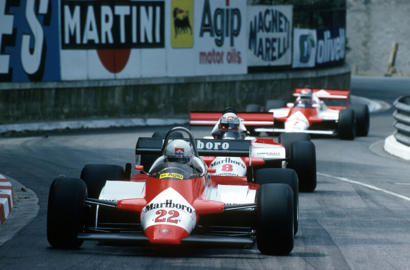 Formula 1 race cars on track