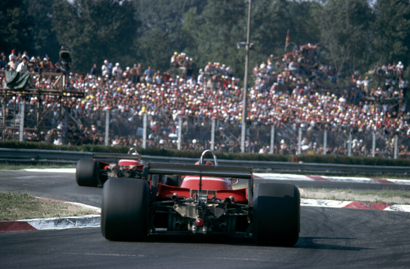 Formula 1 race cars on track