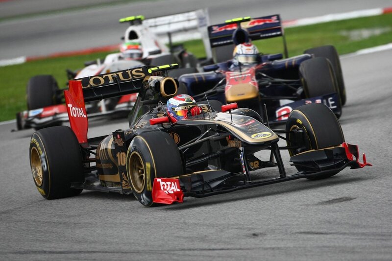 Formula 1 race cars on track
