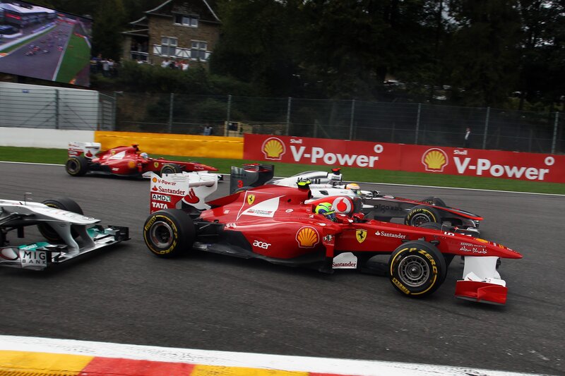 Formula 1 race cars on track