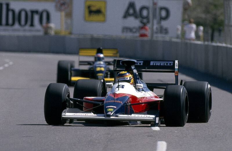 Formula 1 race cars on track