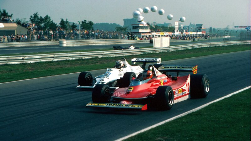 Formula 1 race cars on track