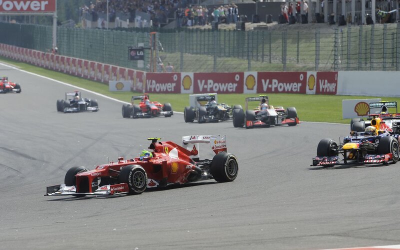 Formula 1 race cars on track