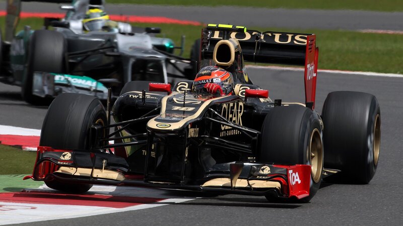 Formula 1 race cars on track