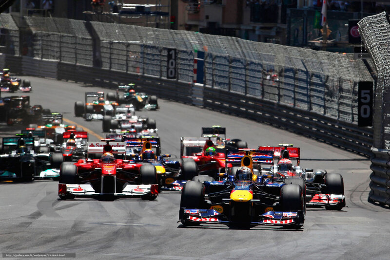 Formula 1 race cars on track