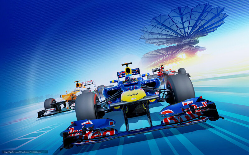 Formula 1 race cars on track
