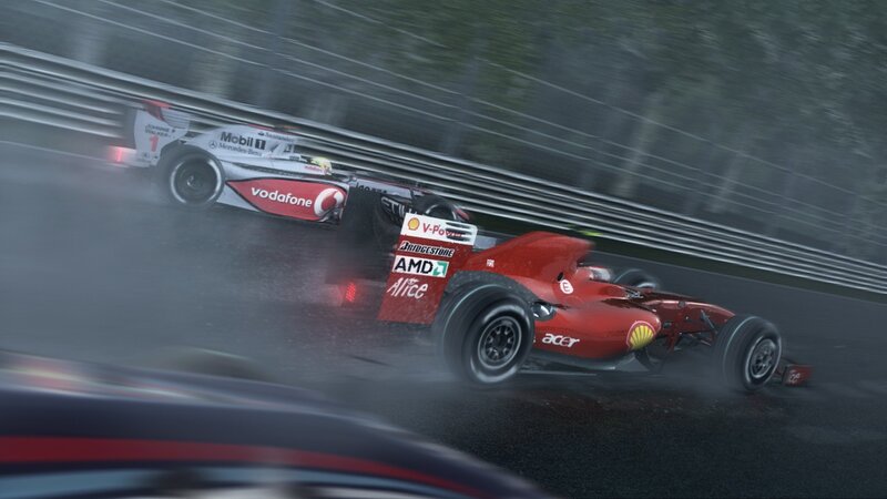 Formula 1 race in the rain