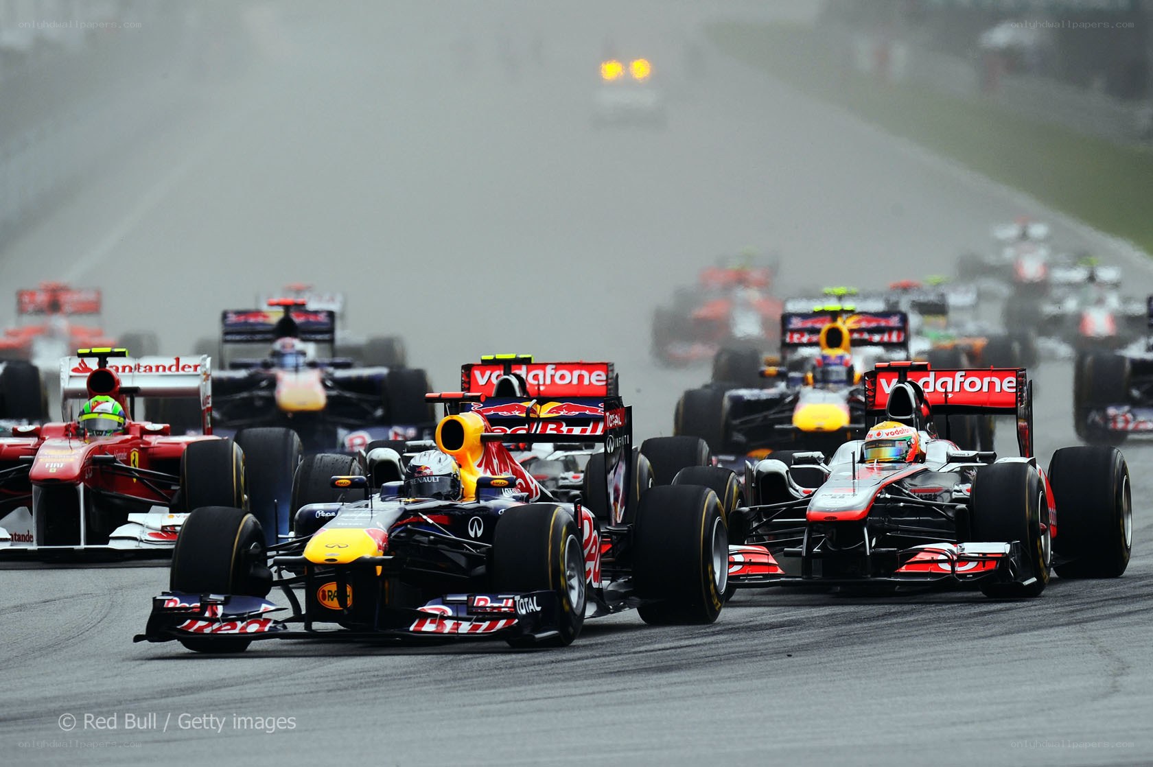 Formula 1 race in the rain