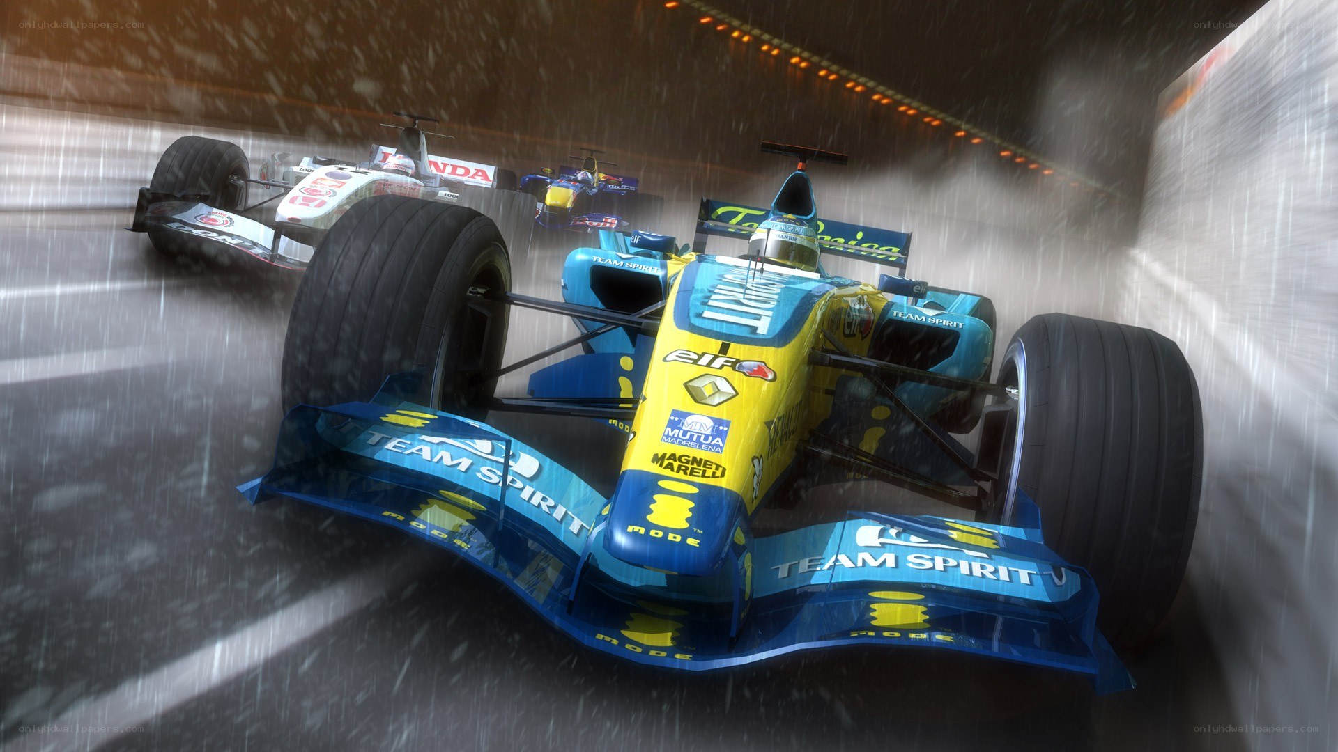Formula 1 race in the rain