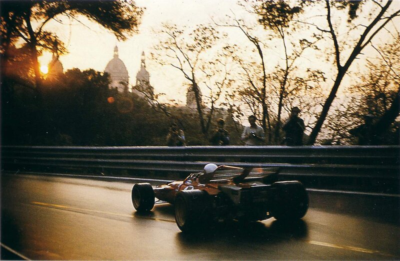Formula One car at sunset