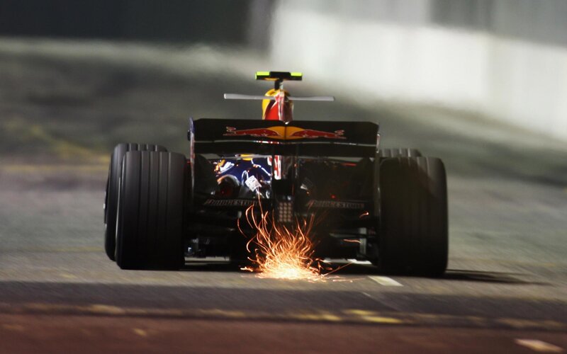 Formula One Car — Black, Dramatic, Night, Photograph