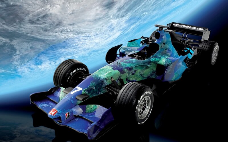 Formula One Car — Blue, Dramatic, Digital Art