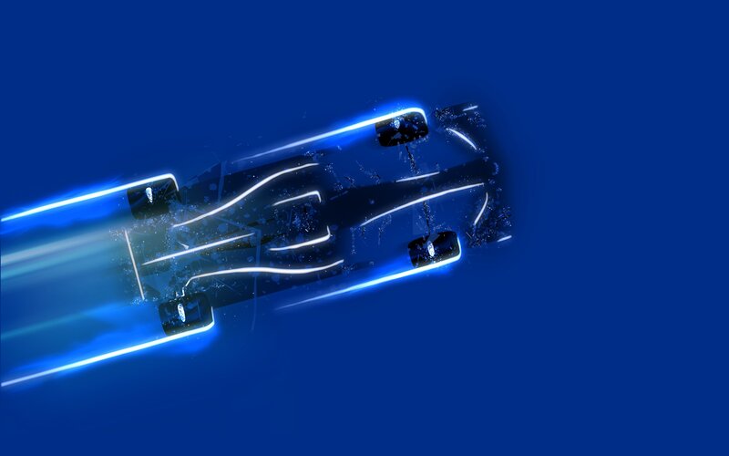 Formula One Car — Blue, Dynamic, Digital Art