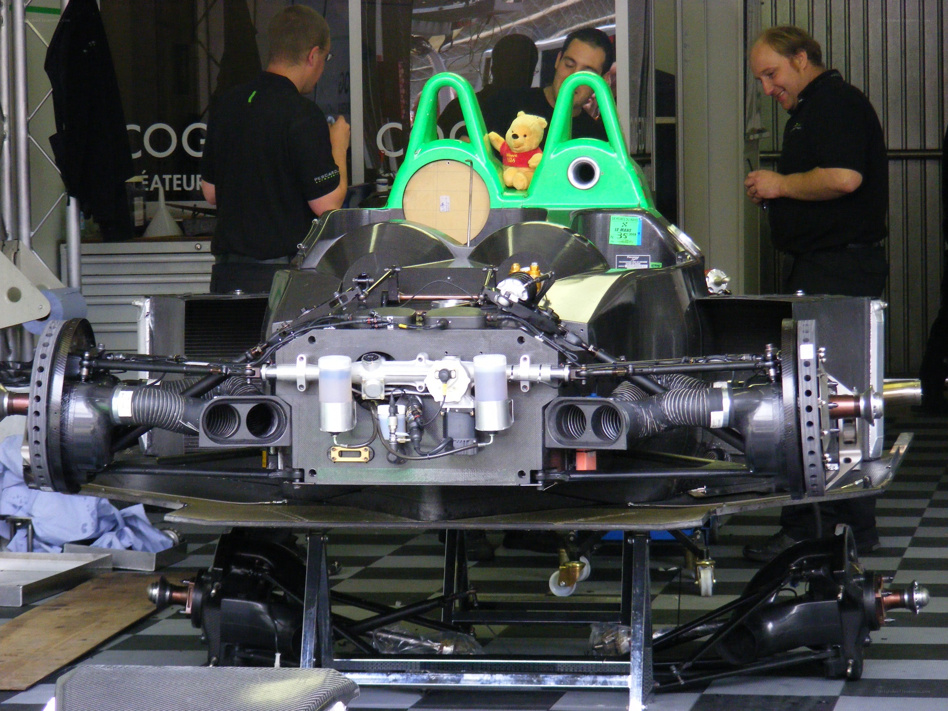 Formula One car chassis in workshop
