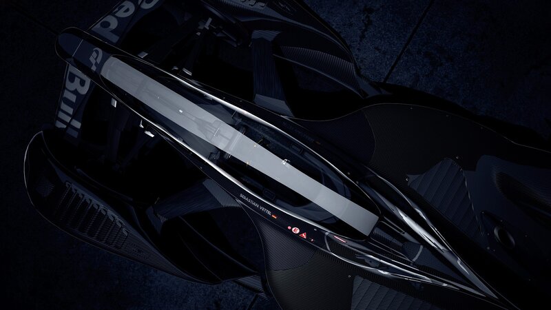 Formula One Car Cockpit — Black, Dramatic, Night
