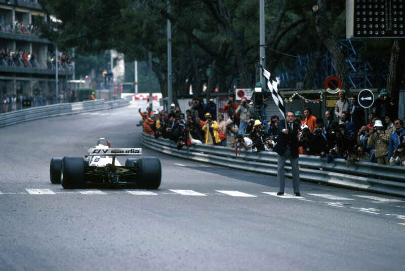 Formula One car crossing finish line