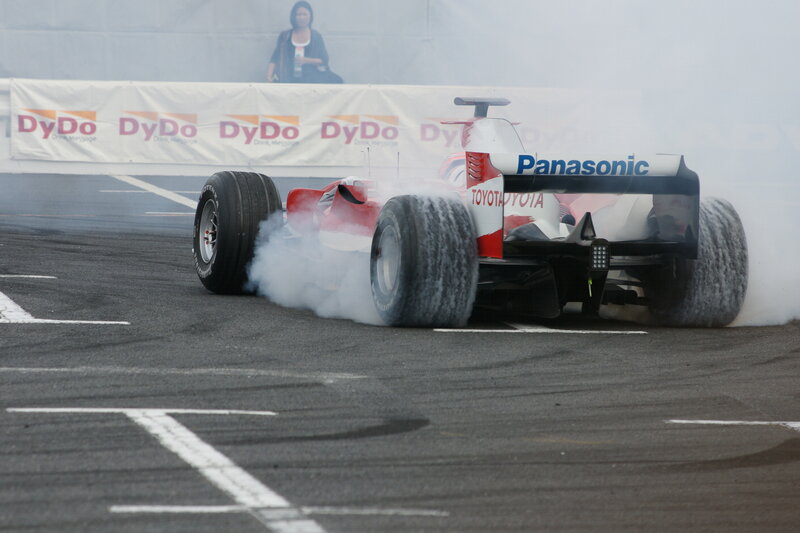 Formula One car drifting