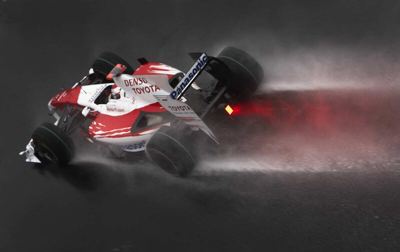 Formula One car in a spin