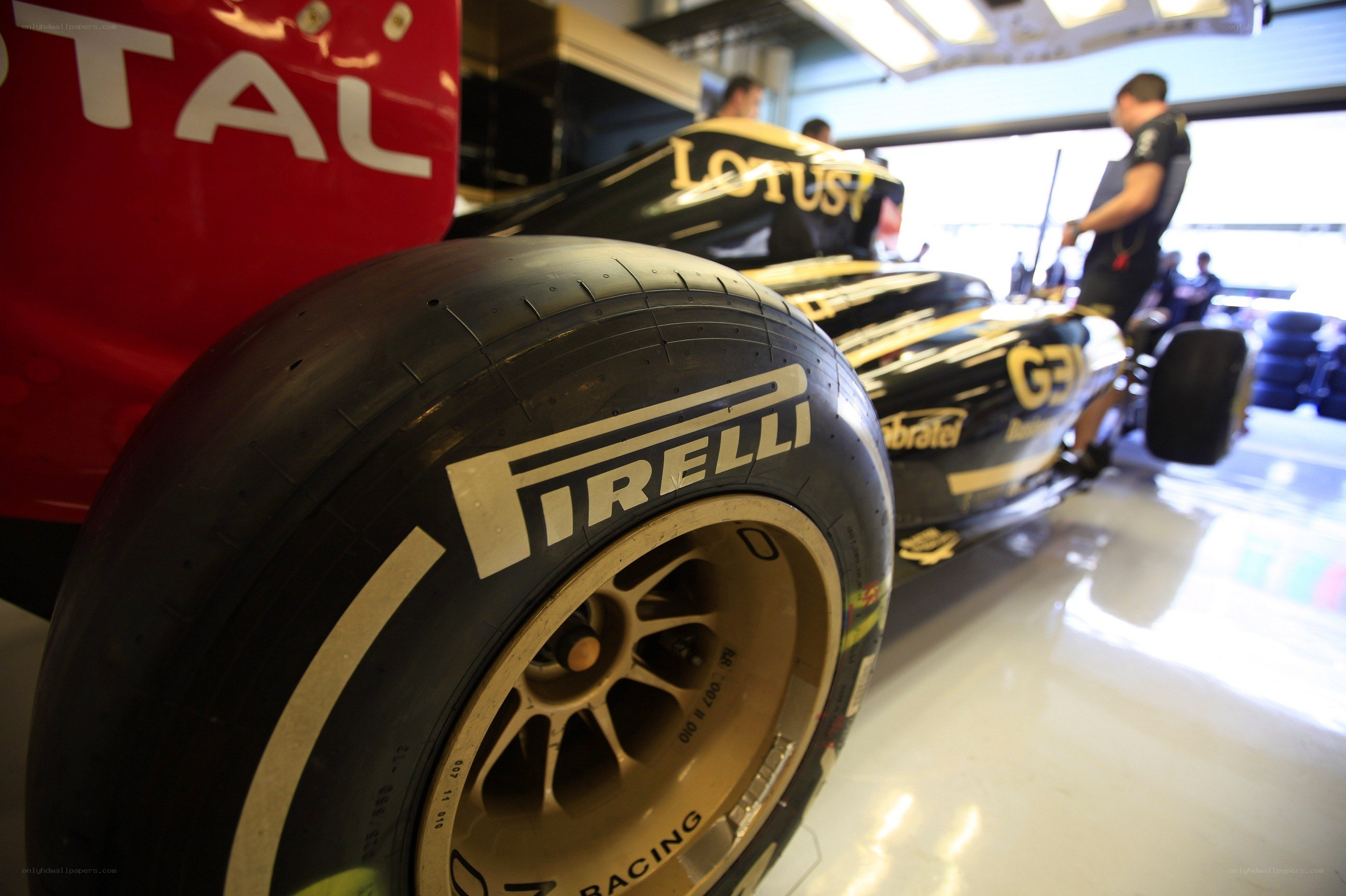 Formula One car in garage