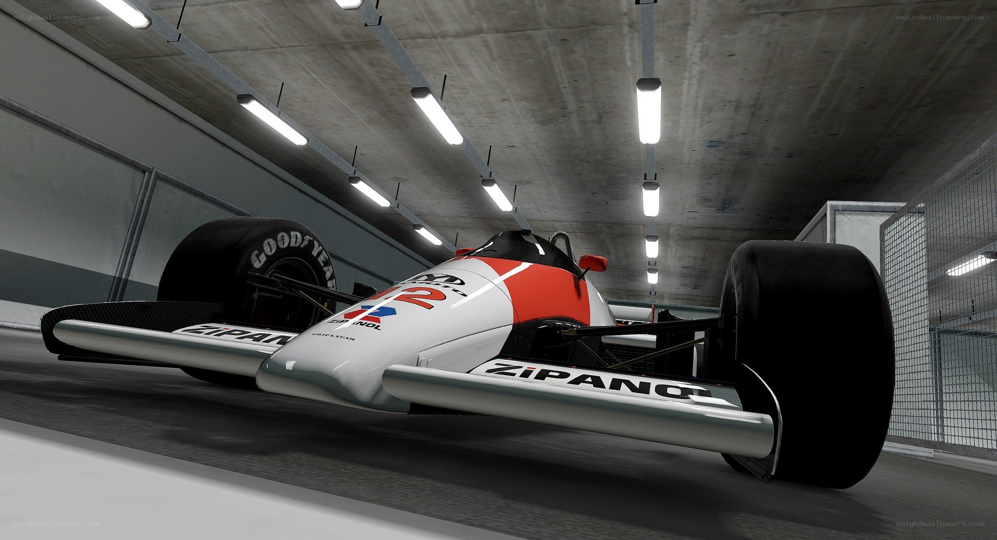 Formula One car in garage