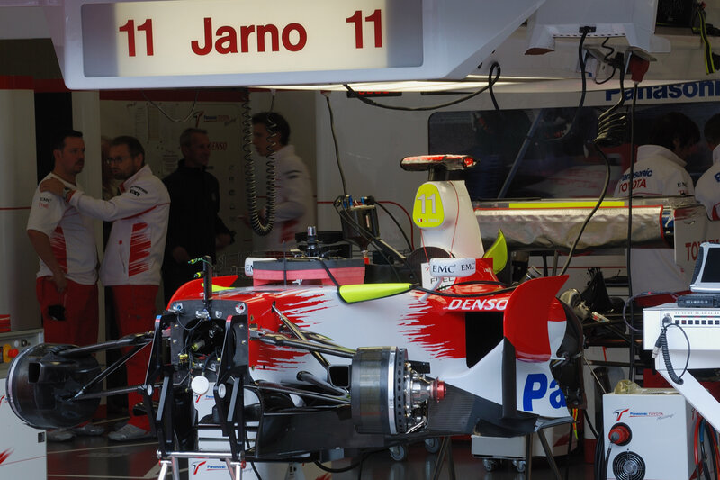 Formula One car in garage
