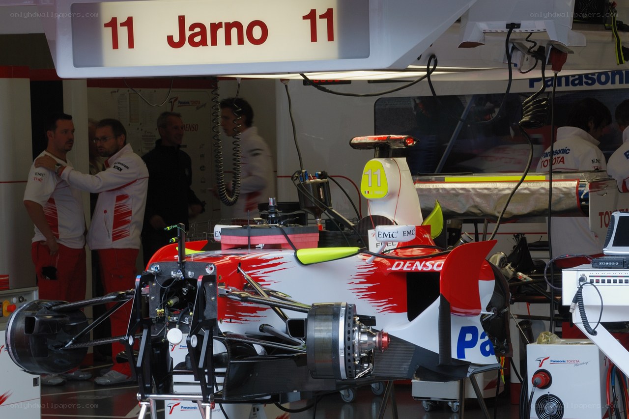 Formula One car in garage