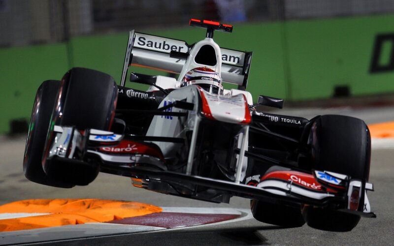 Formula One Car in Mid-air — Black